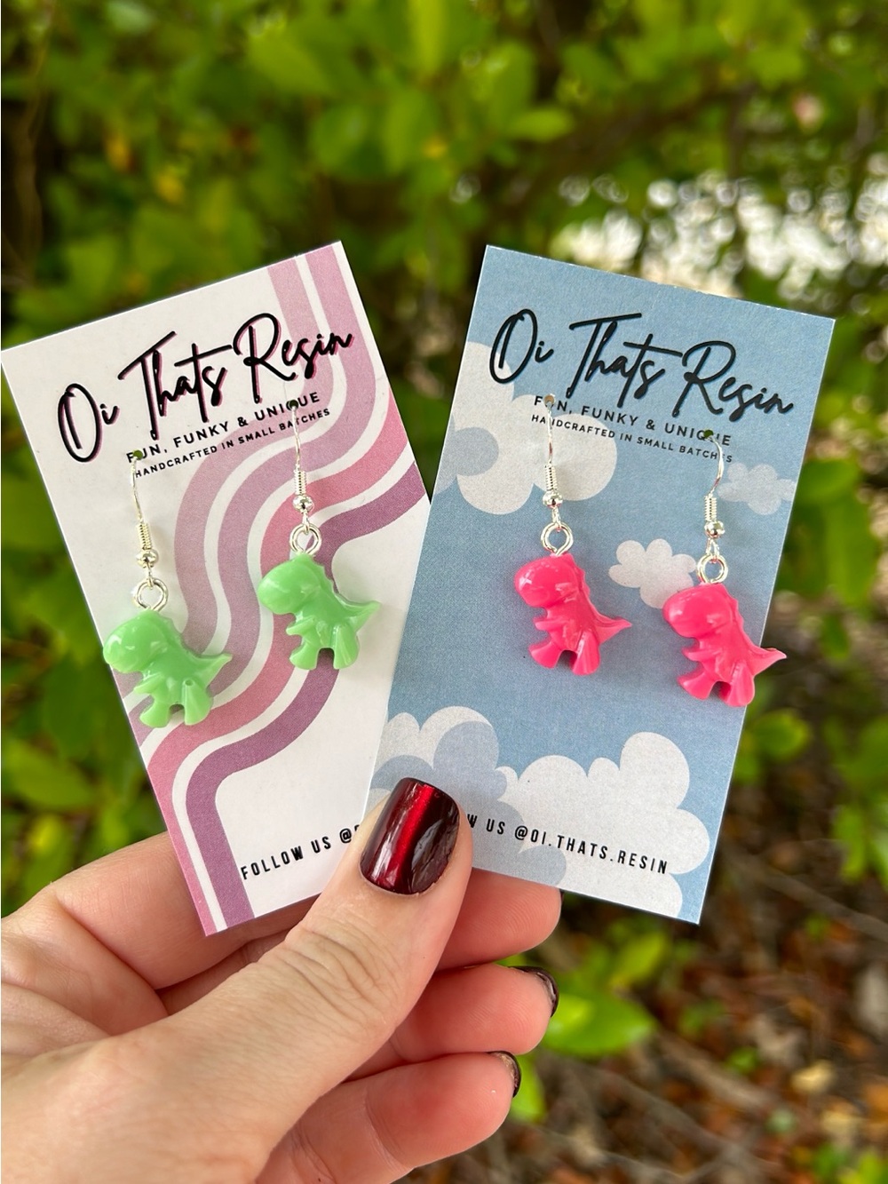 Kawaii Dinosaur Dangle Earrings | Custom Colors Available 🦖💖💚